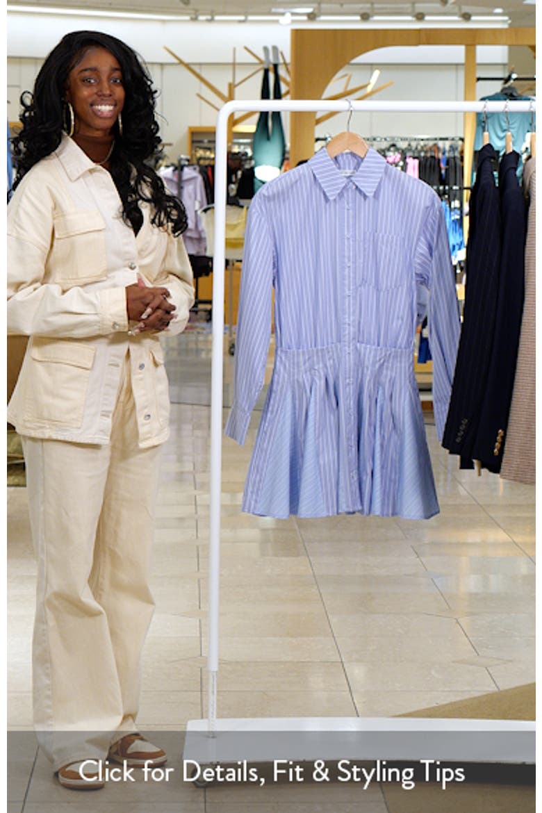 Stripe Long Sleeve Cotton Button-Up Minidress video