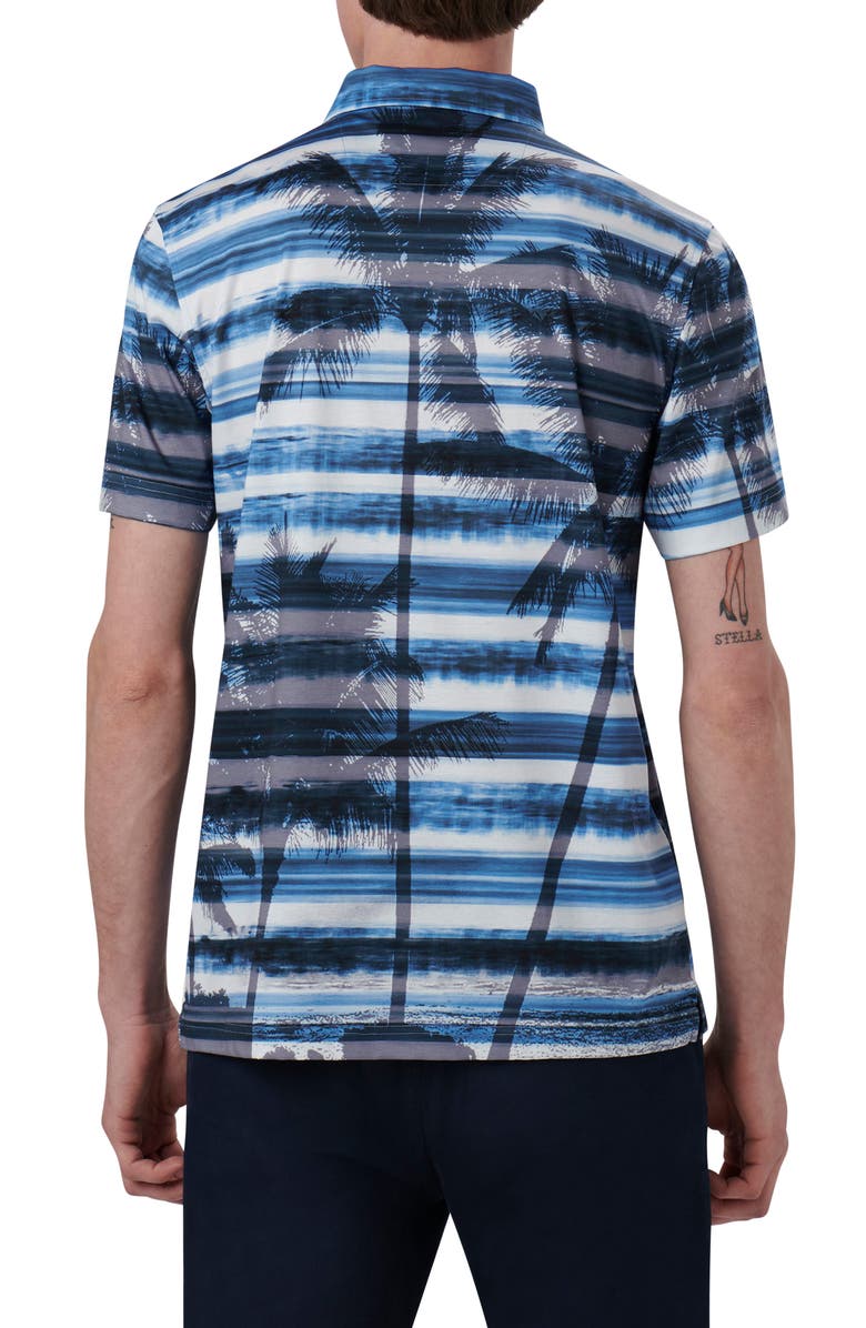 Bugatchi Hendrix Digital Print Pima Cotton Polo, Alternate, color, Azure