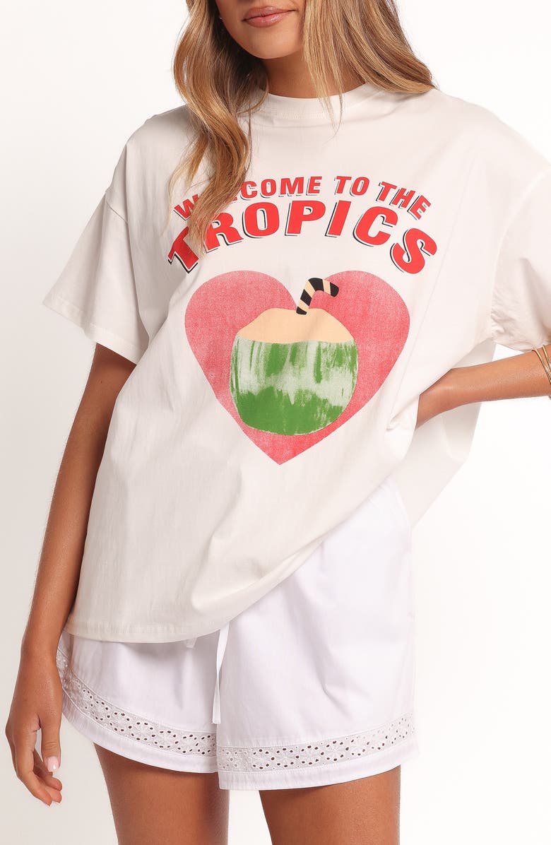 Petal & Pup The Tropics Cotton Graphic T-Shirt, Main, color, White