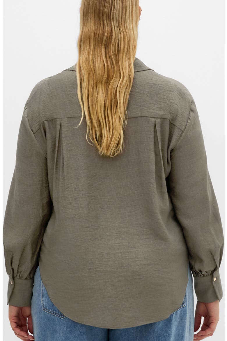 Rosabella Satin Shirt, Alternate, color, DARK SAGE