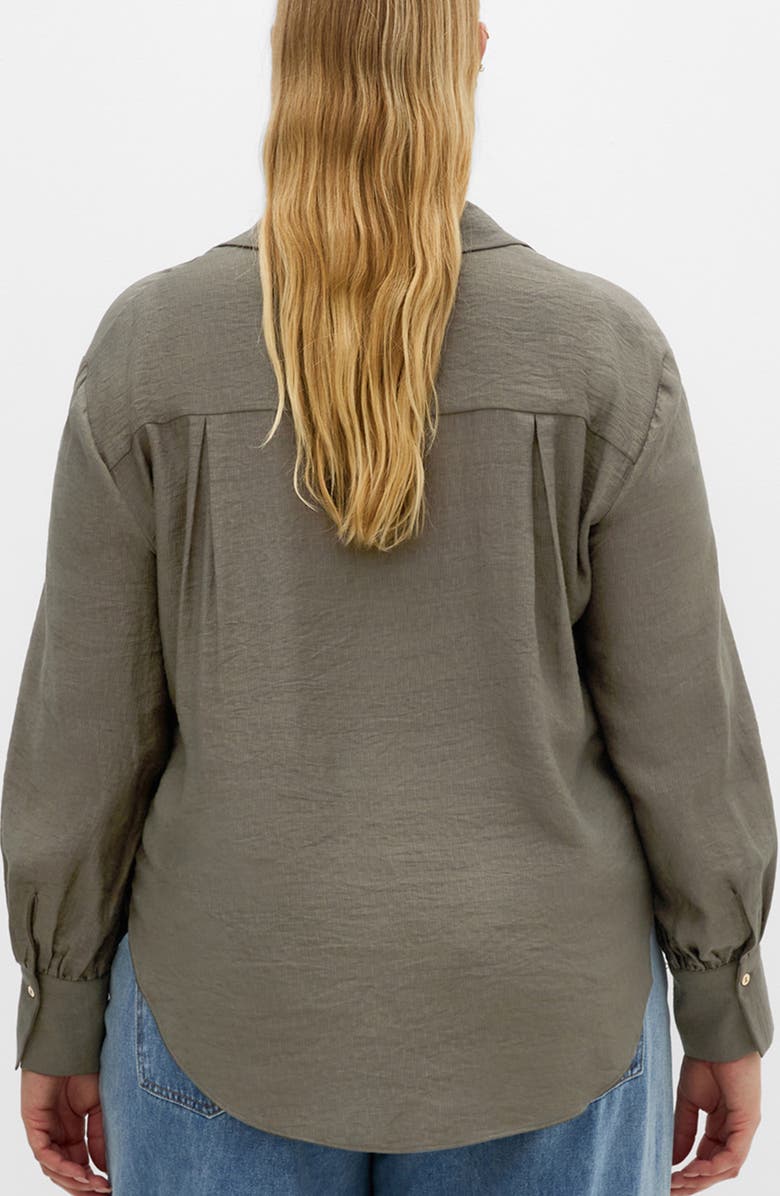 City Chic Rosabella Satin Shirt, Alternate, color, Dark Sage