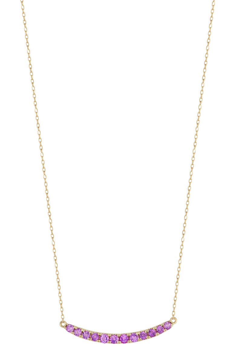 Bony Levy 14K Gold Amethyst Curved Bar Pendant Necklace, Main, color, Yellow Gold/ Diamond
