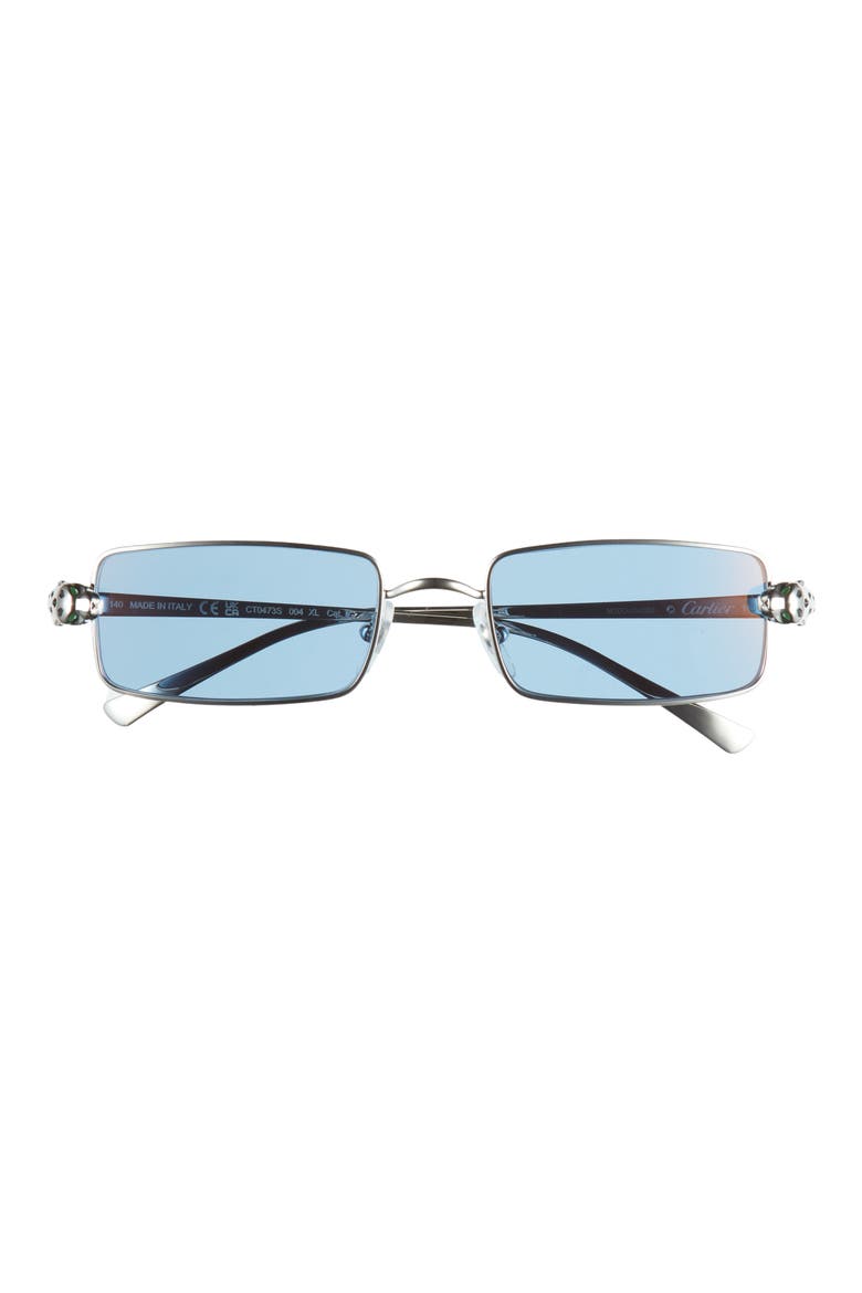54mm Polarized Rectangular Sunglasses, Main, color, SILVER