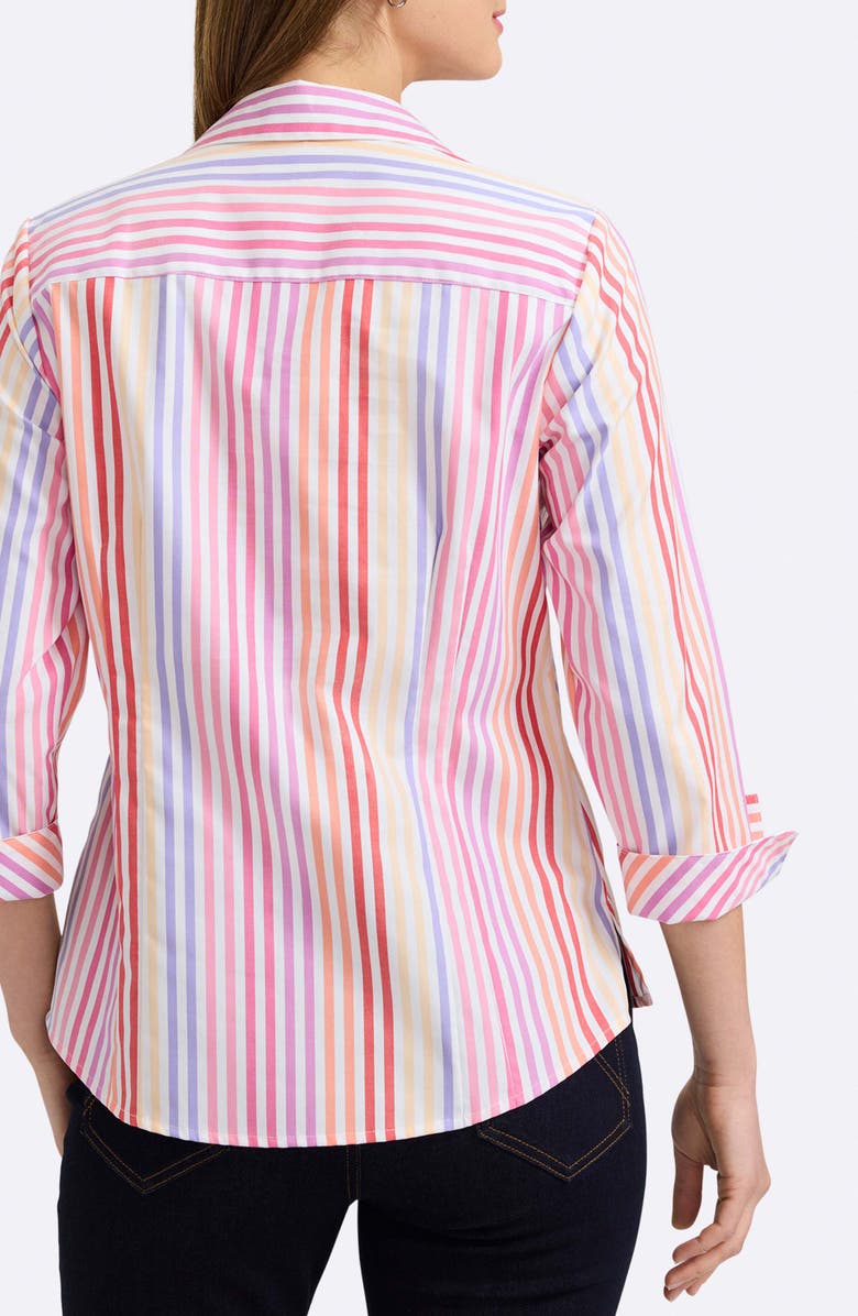 Foxcroft Taylor Stripe Cotton Button-Up Shirt, Alternate, color, Pink Multi