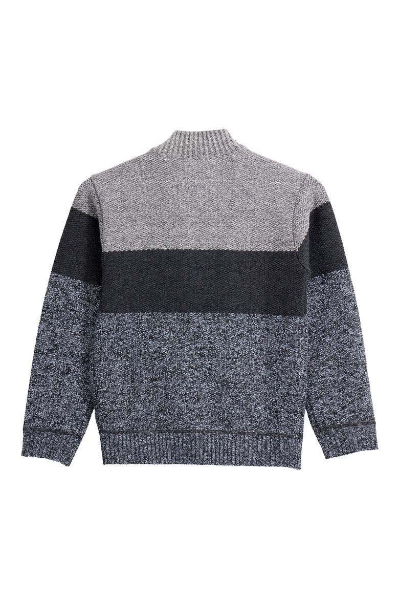 Kids' Colorblock Full Zip Sweater, Alternate, color, OATMEAL/CHARCOAL