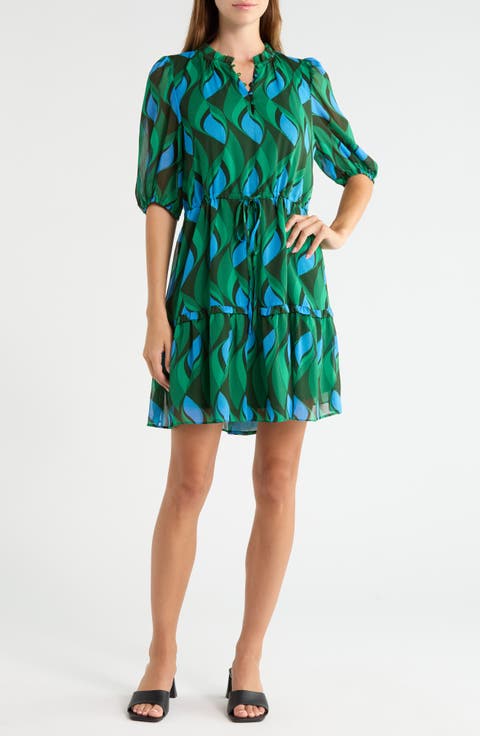 Mare Abstract Print Tiered Minidress