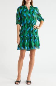 SUGARLIPS Mare Abstract Print Tiered Minidress
