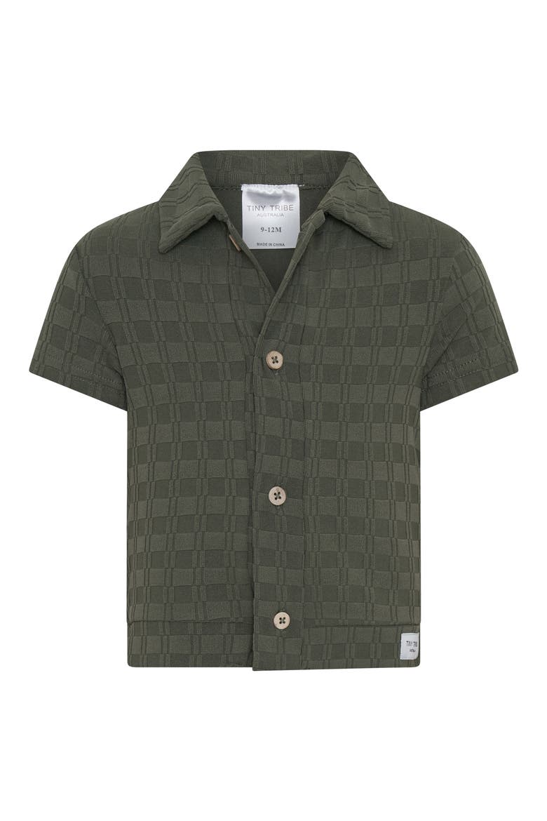 Textured Button-Up Shirt, Main, color, OLIVE