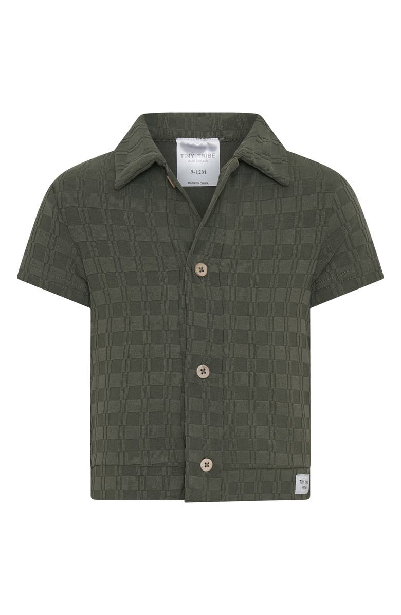 TINY TRIBE Textured Button-Up Shirt, Main, color, Olive