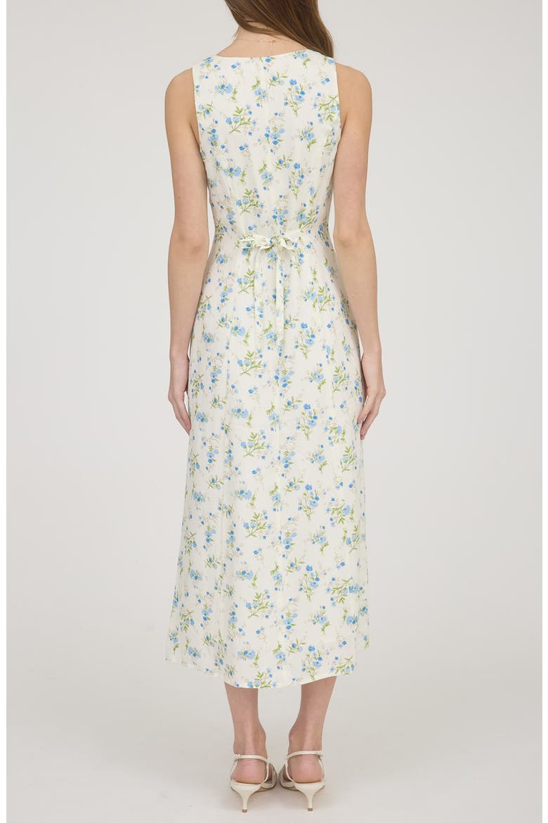 Floral Sleeveless Button Front Midi Dress, Alternate, color, IVORY MULTI