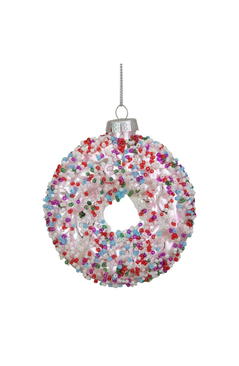 Northlight 3.75" Pink Doughnut with Sprinkles Glass Christmas Ornament, Main, color, Pink