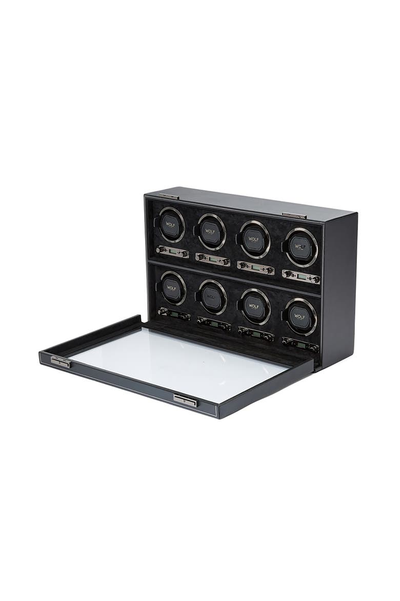British Racing 8 Piece Watch Winder, Alternate, color, Black
