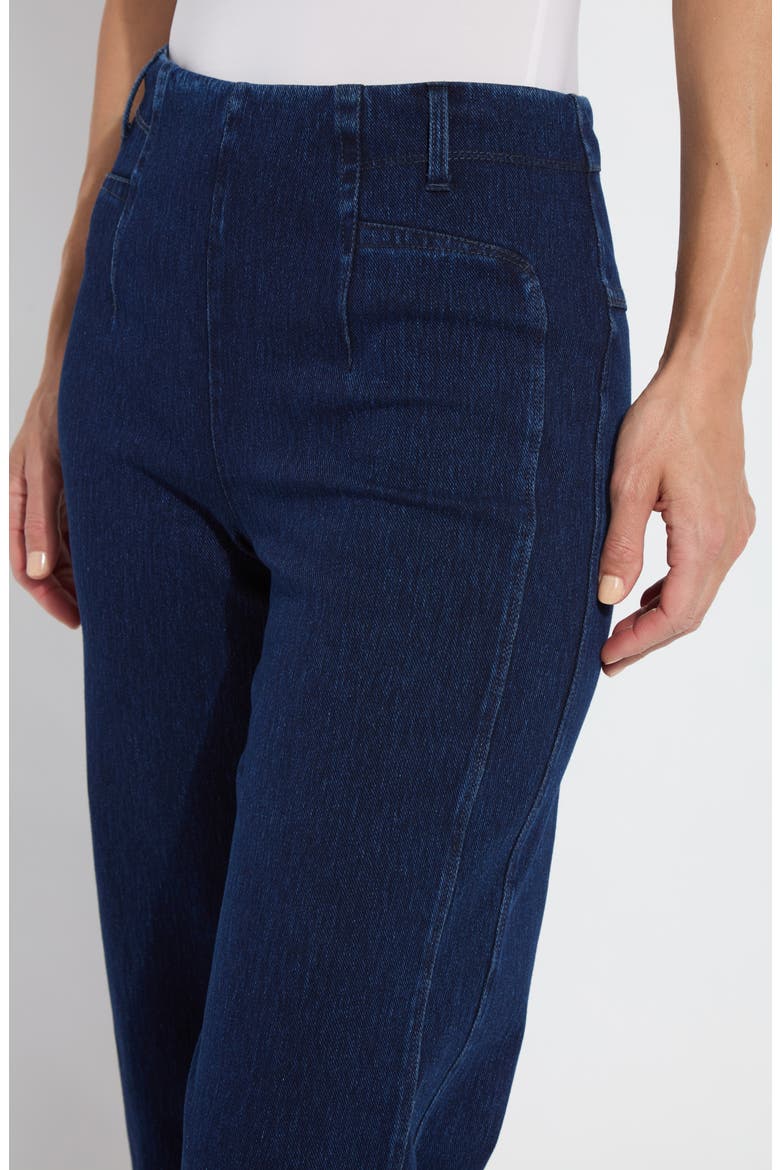 Layton Pull-On High Waist Crop Wide Leg Knit Jeans, Alternate, color, DARK INDIGO