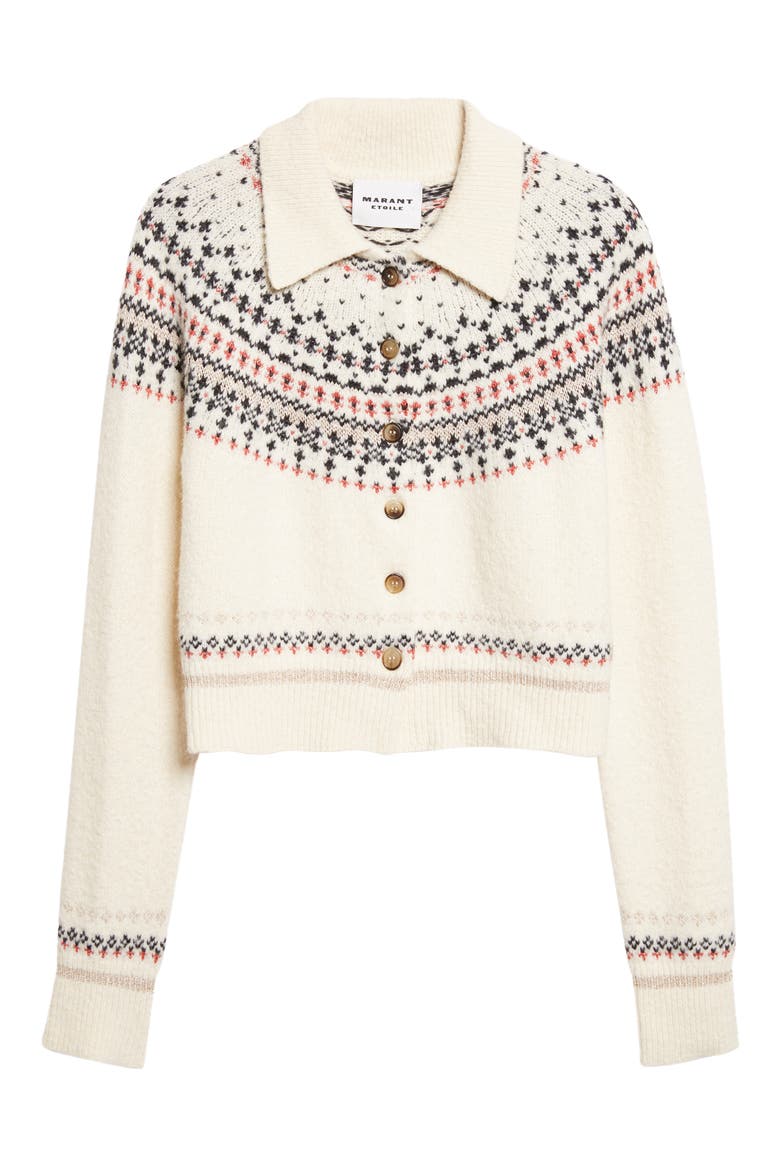 Zoe Fair Isle Wool Blend Cardigan, Alternate, color, ECRU