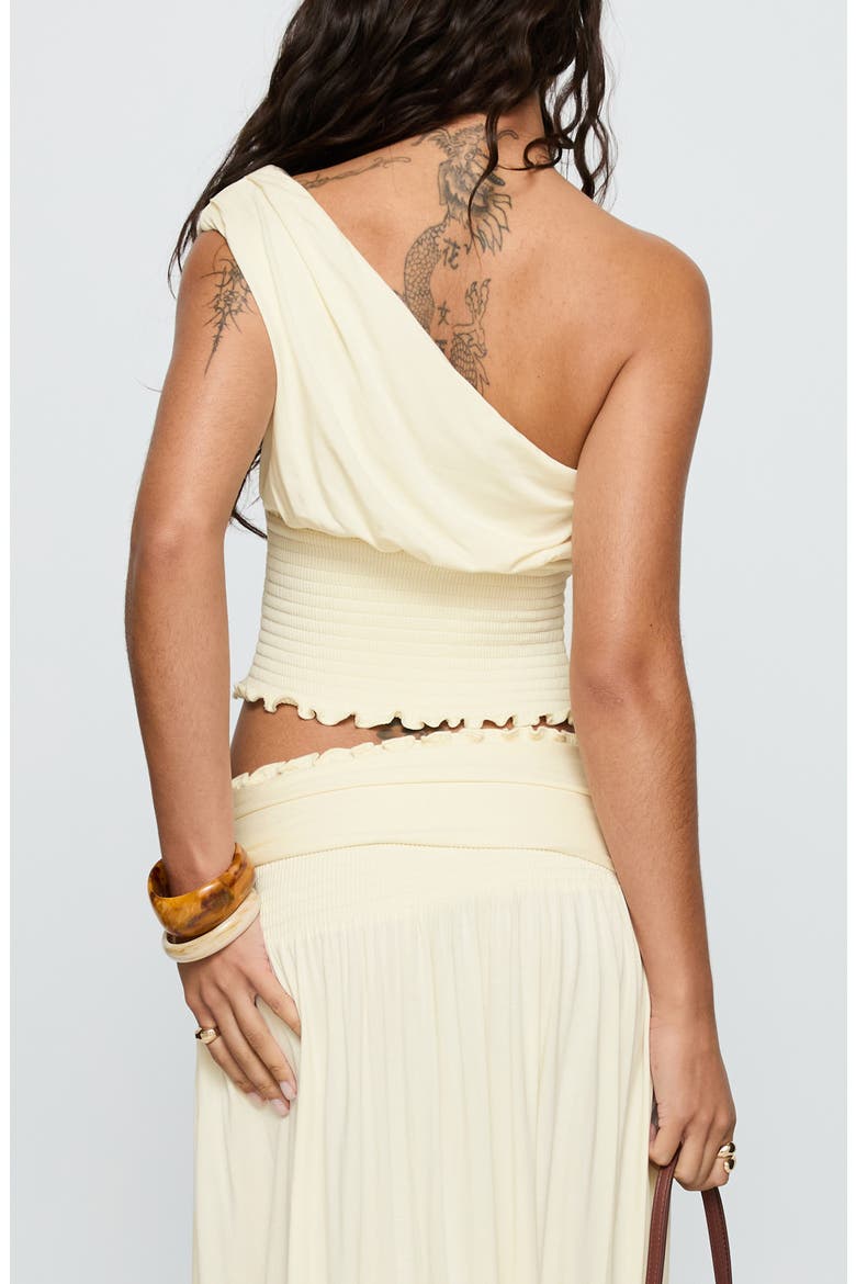 Full Orbit Smocked One-Shoulder Top, Alternate, color, CREAM