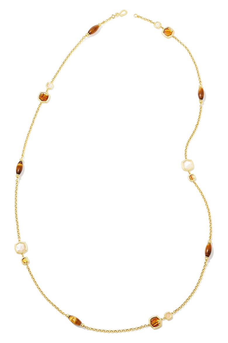 Monica Station Necklace, Alternate, color, GOLD BROWN MIX
