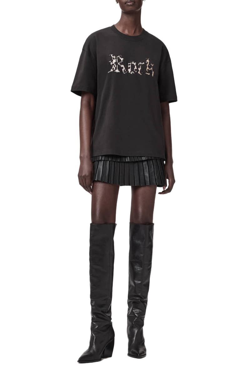 AllSaints Rock Etta Cotton T-Shirt, Alternate, color, Washed Black