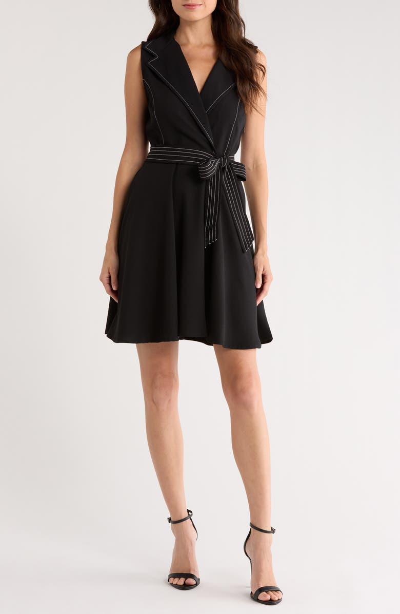 Halogen<sup>®</sup> Topstitch Detail Sleeveless Dress, Main, color, Rich Black