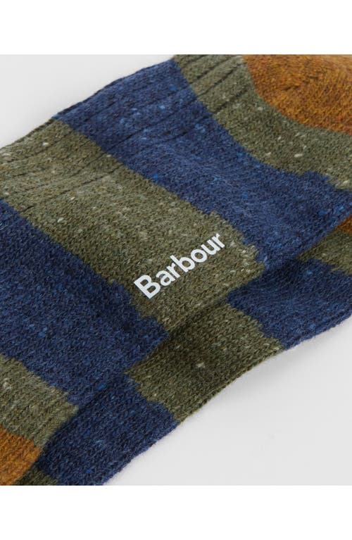 Barbour Houghton Stripe Wool Blend Socks In Brown