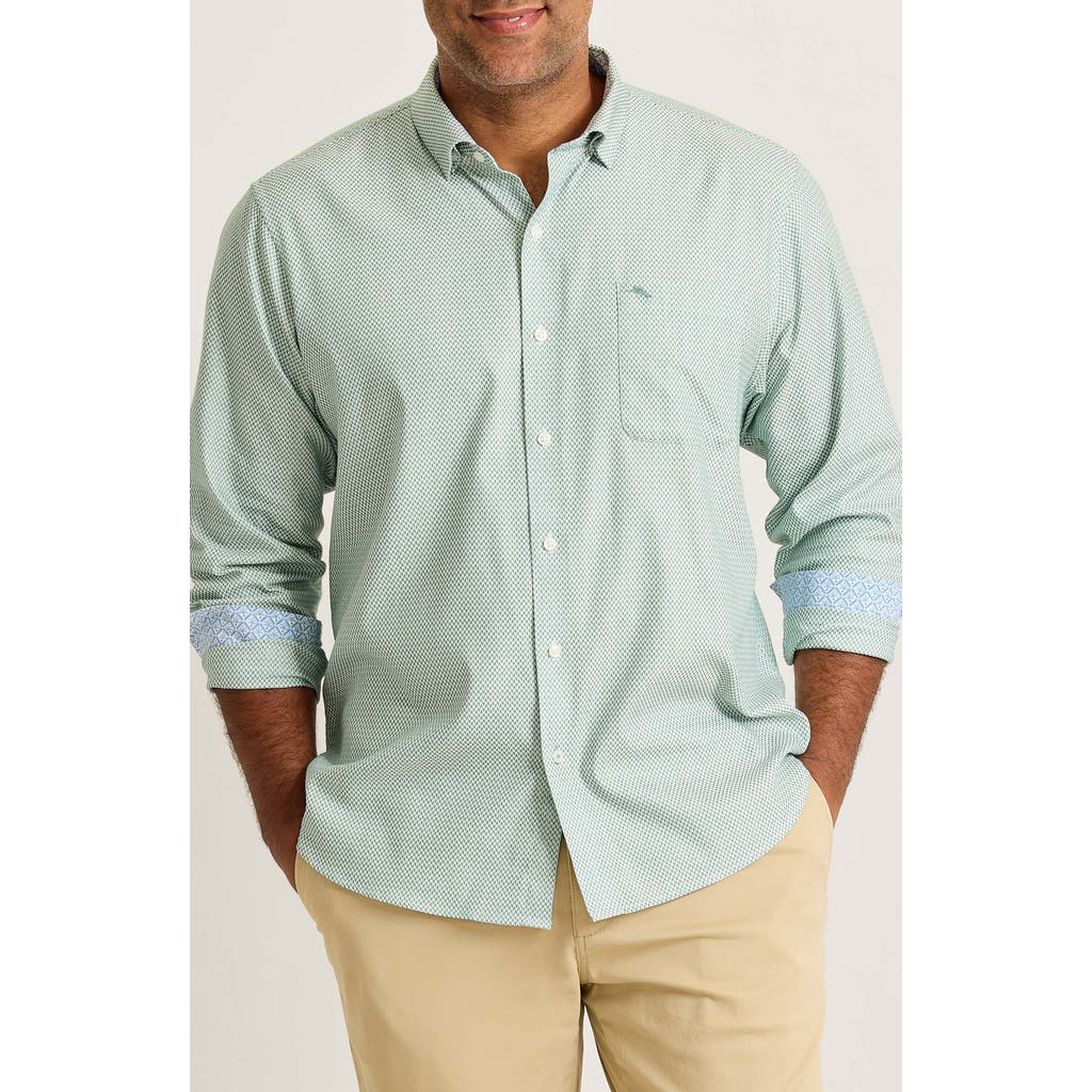 Tommy Bahama Sarasota Stretch Ventura Coast Solid White Islandzone® Button-up Shirt In Green