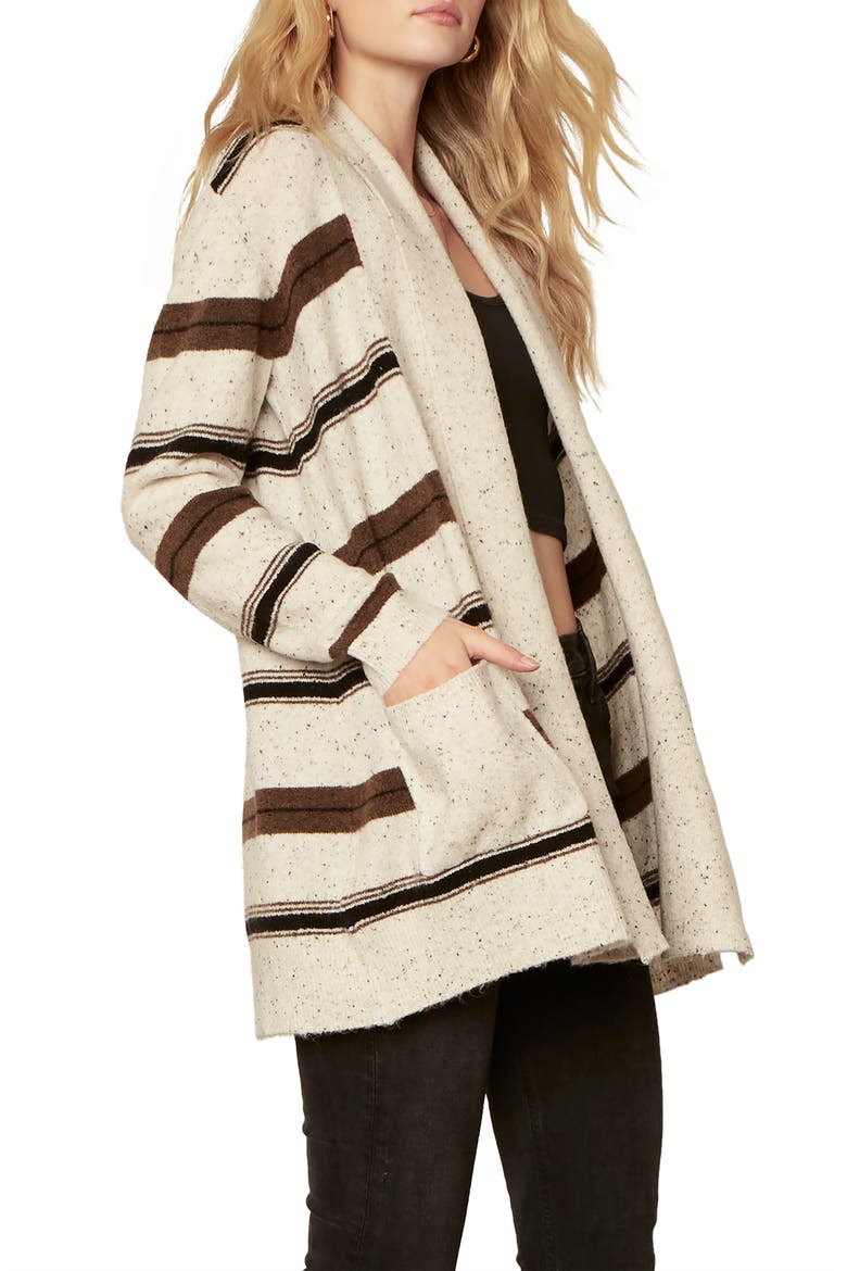 BB Dakota Take It In Stripe Open Cardigan, Alternate, color, OATMEAL