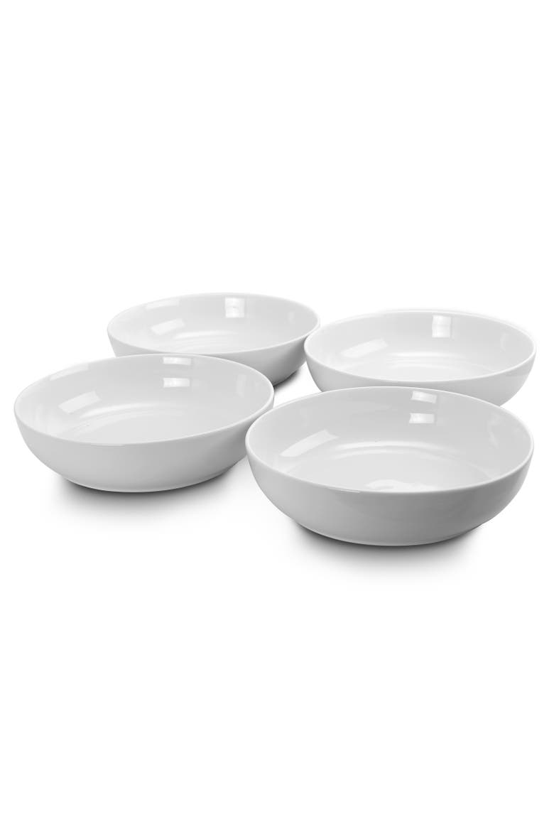 Extra Wide 8.5 in. Stoneware Dinner and Serving Bowls , Set of 4, Main, color, White