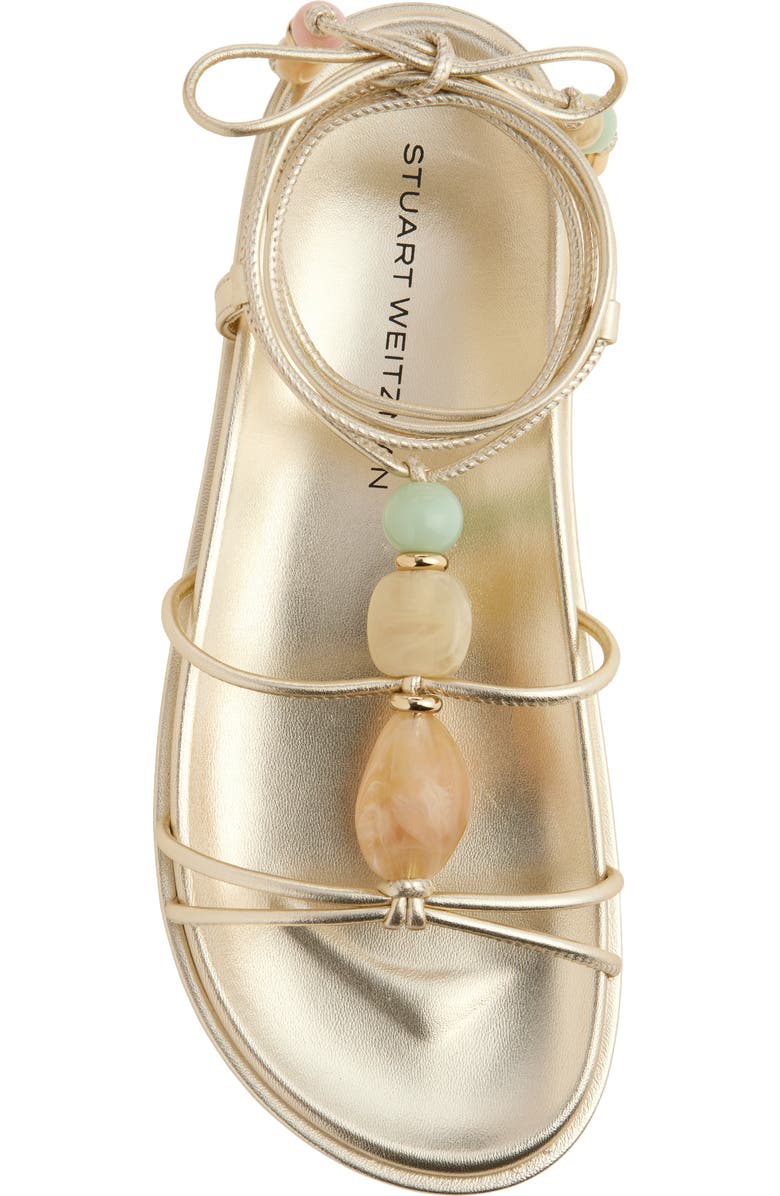 Stuart Weitzman Majorca Ankle Tie Sandal, Alternate, color, Light Gold Liquid Metallic