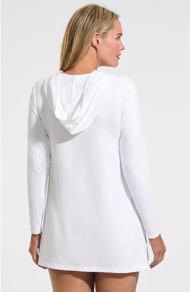 Lands' End Plus Size SunShade UPF 50 Hooded Mini Swim Swim Cover-Up Dress, Alternate, color, White