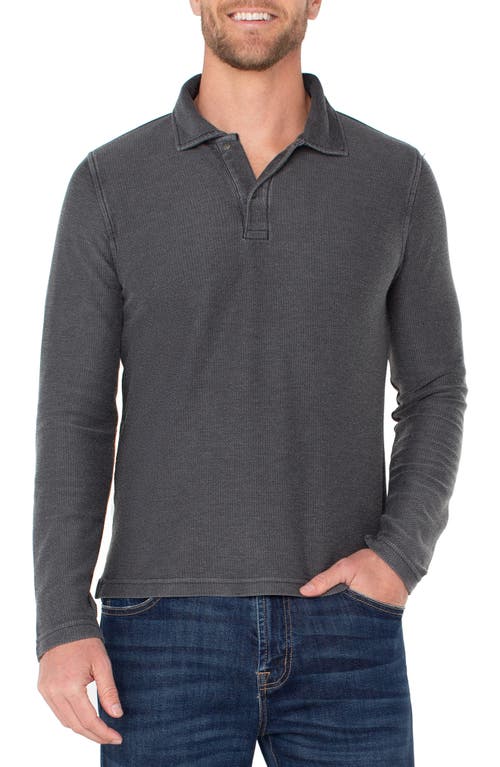 Liverpool Texture Long Sleeve Polo In Gray