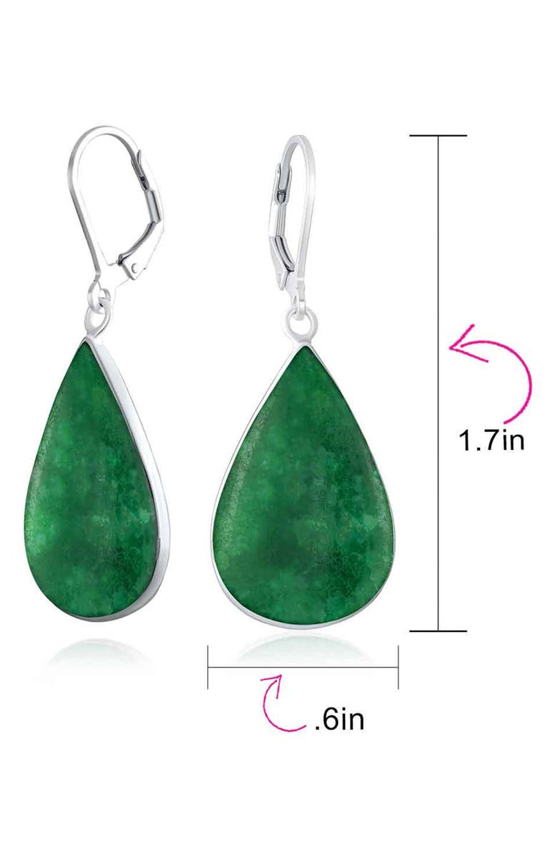 BLING JEWELRY Sterling Silver Teardrop Earrings, Alternate, color, Green