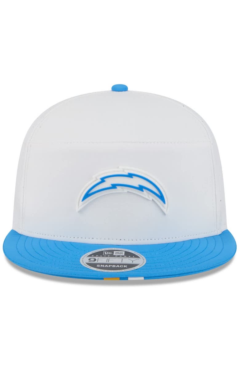 New Era Men's New Era White/Powder Blue Los Angeles Chargers 2025 NFL Training Camp Split Panel 9FIFTY Snapback Hat, Alternate, color,