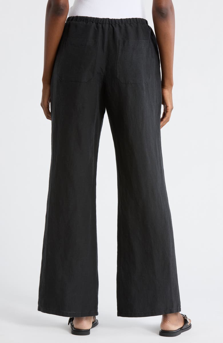 Marine Layer Linen Blend Straight Leg Pants, Alternate, color, Black