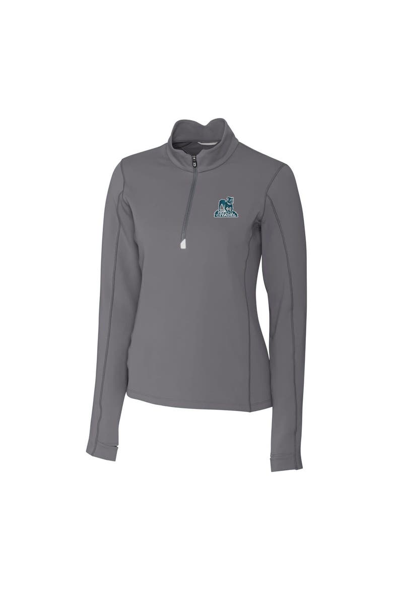 Women's Cutter & Buck Gray Citadel Bulldogs Vault DryTec Traverse Stretch Quarter-Zip Top, Alternate, color, Gray
