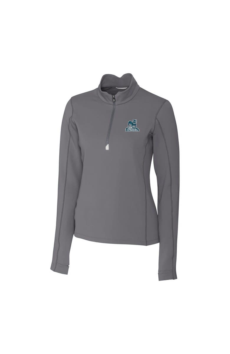 Cutter & Buck Women's Cutter & Buck Gray Citadel Bulldogs Vault DryTec Traverse Stretch Quarter-Zip Top, Alternate, color, 