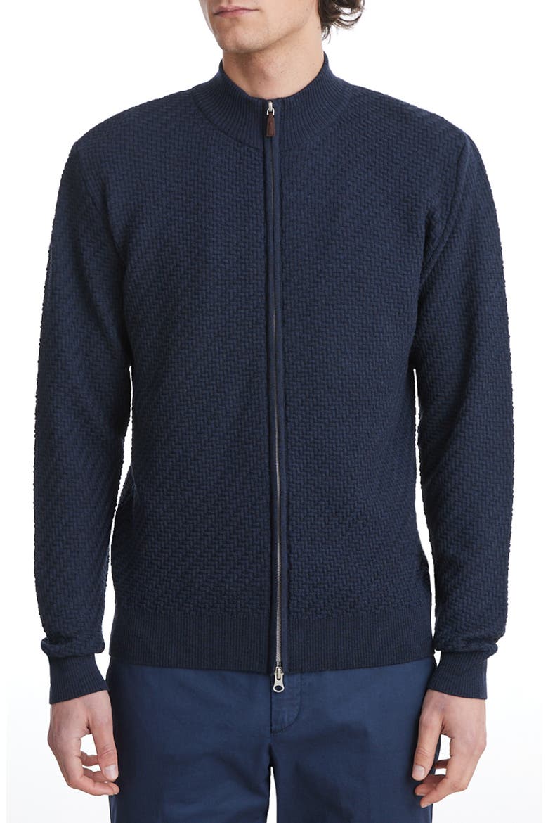 Light Gauge Merino Wool Zip Cardigan, Main, color, NAVY