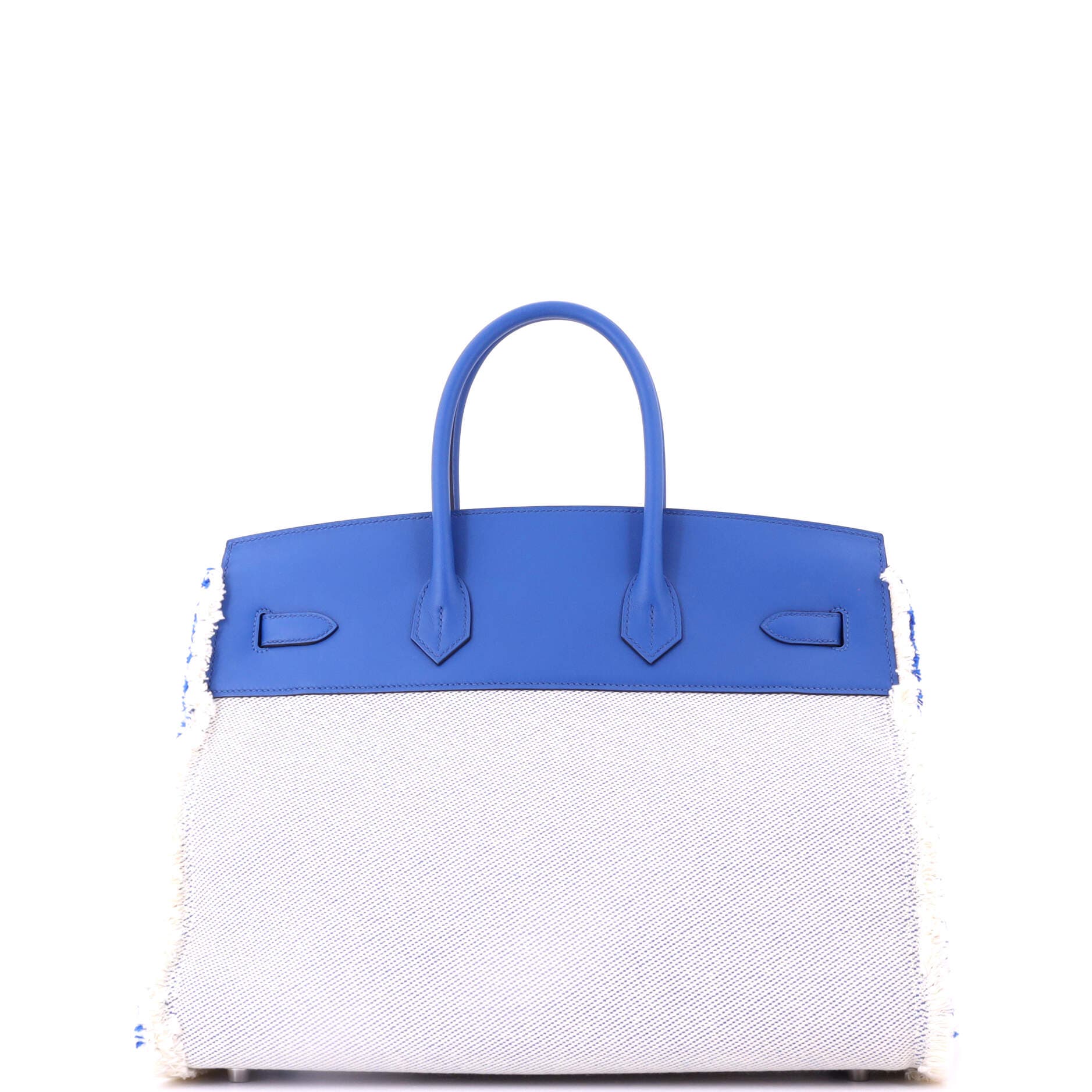 Pre-Owned Hermes Fray Fray Birkin Bag Toile and Swift 35, Alternate, color, Bleu France