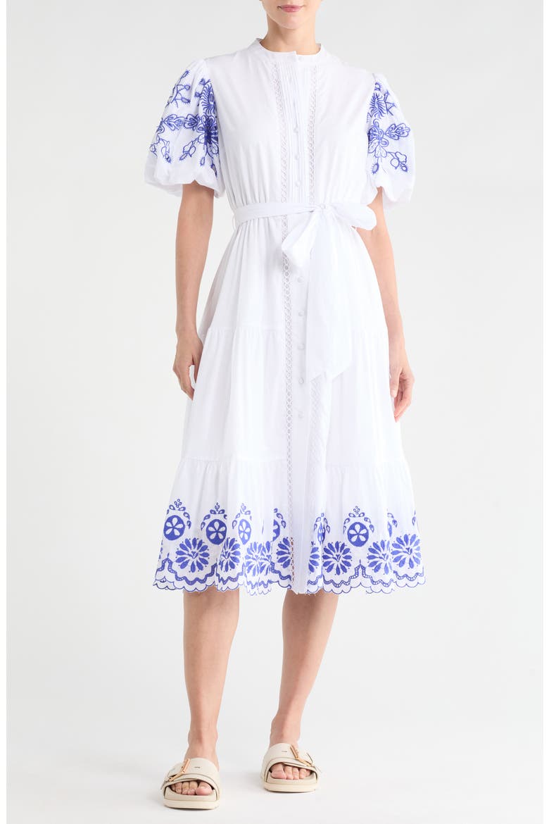 Long Beach Embroidered Shirtdress, Main, color, WHITE/ SURF THE WEB