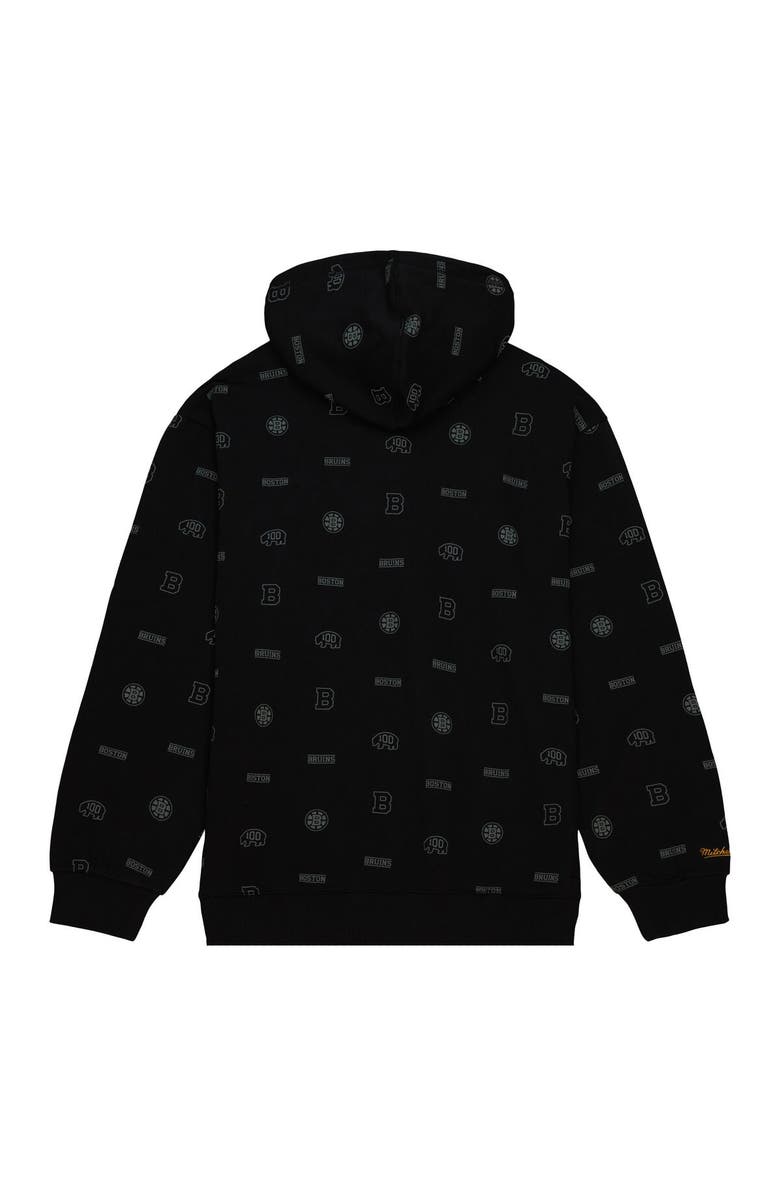 Mitchell & Ness Men's Mitchell & Ness Black Boston Bruins 100th Anniversary Allover Print Pullover Hoodie, Alternate, color, Black