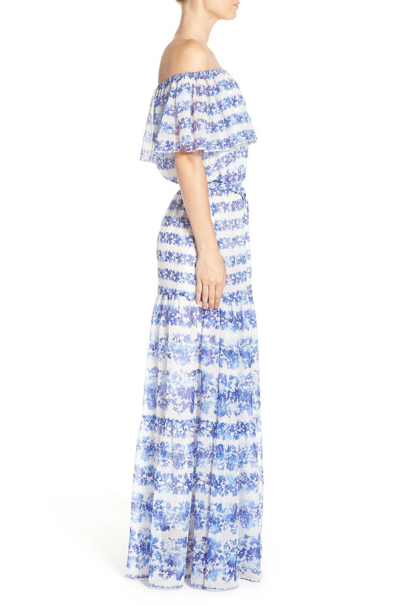 Eliza J Blouson Maxi Dress, Alternate, color, Ivory/ Blue