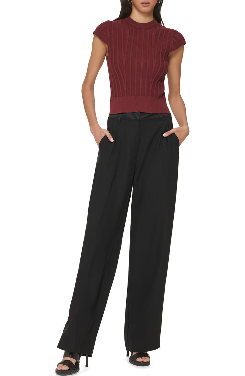 DKNY Mix Media Wide Leg Pants, Alternate, color, 