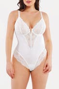 Popilush Plus Size Shapewear Lace Deep V-Neck Sculpting Thong Bodysuit