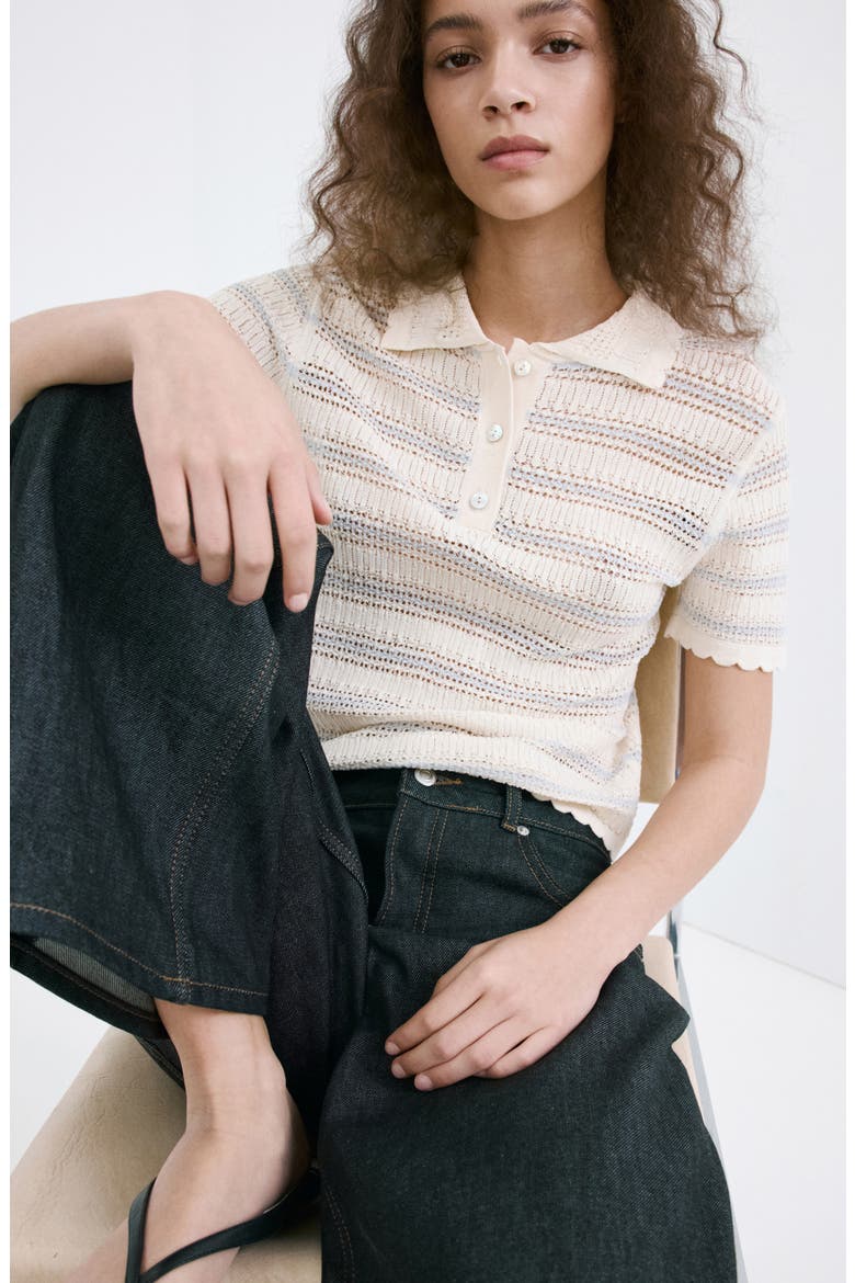 Stripe Open Stitch Cardigan, Alternate, color, ECRU