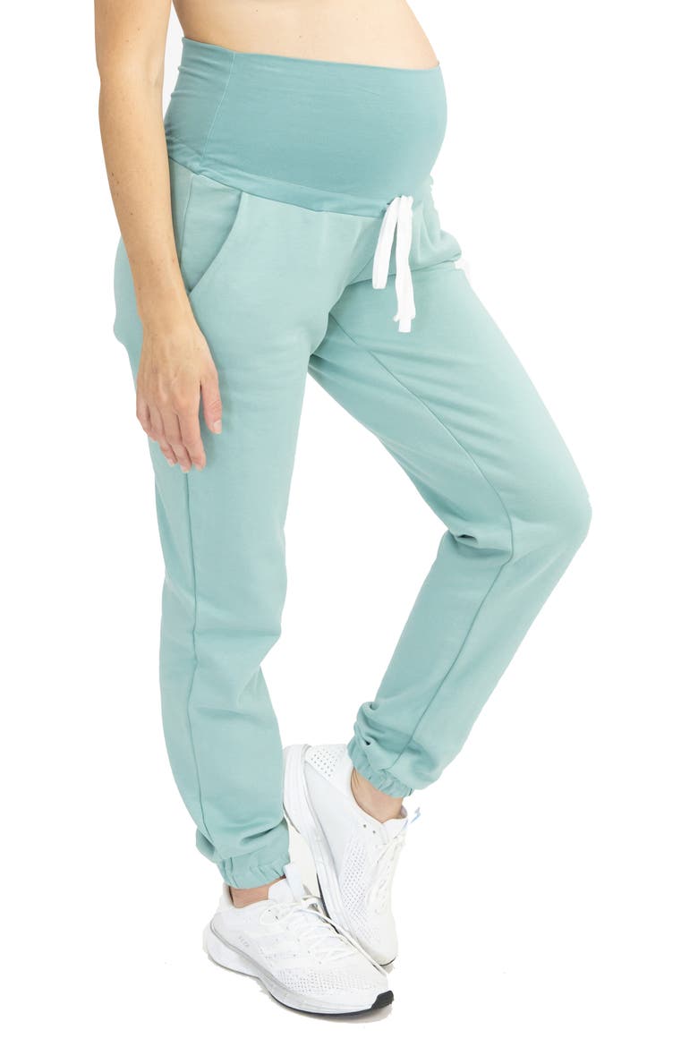 Maternity/Nursing Tank, Sweatshirt and Joggers Set, Alternate, color, MINT