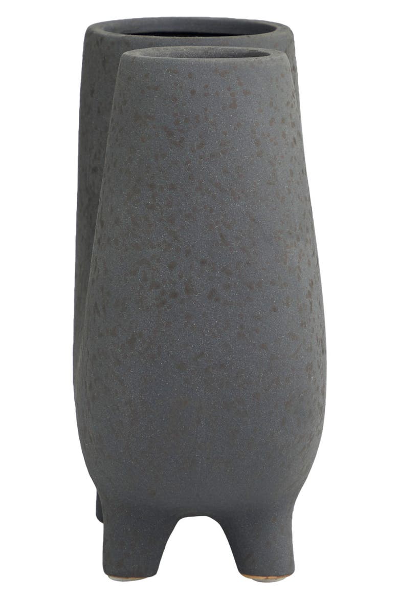 U-Shape Ceramic Vase, Alternate, color, DARK GRAY
