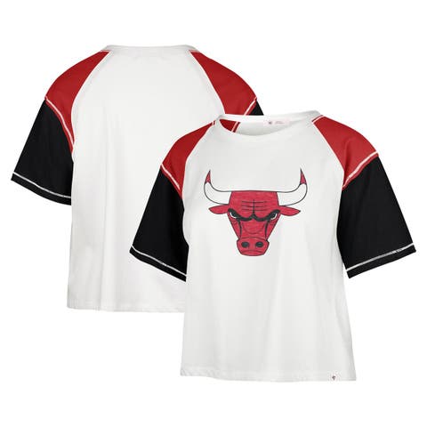 Women's '47 Cream Chicago Bulls Premier Raglan Cropped T-Shirt