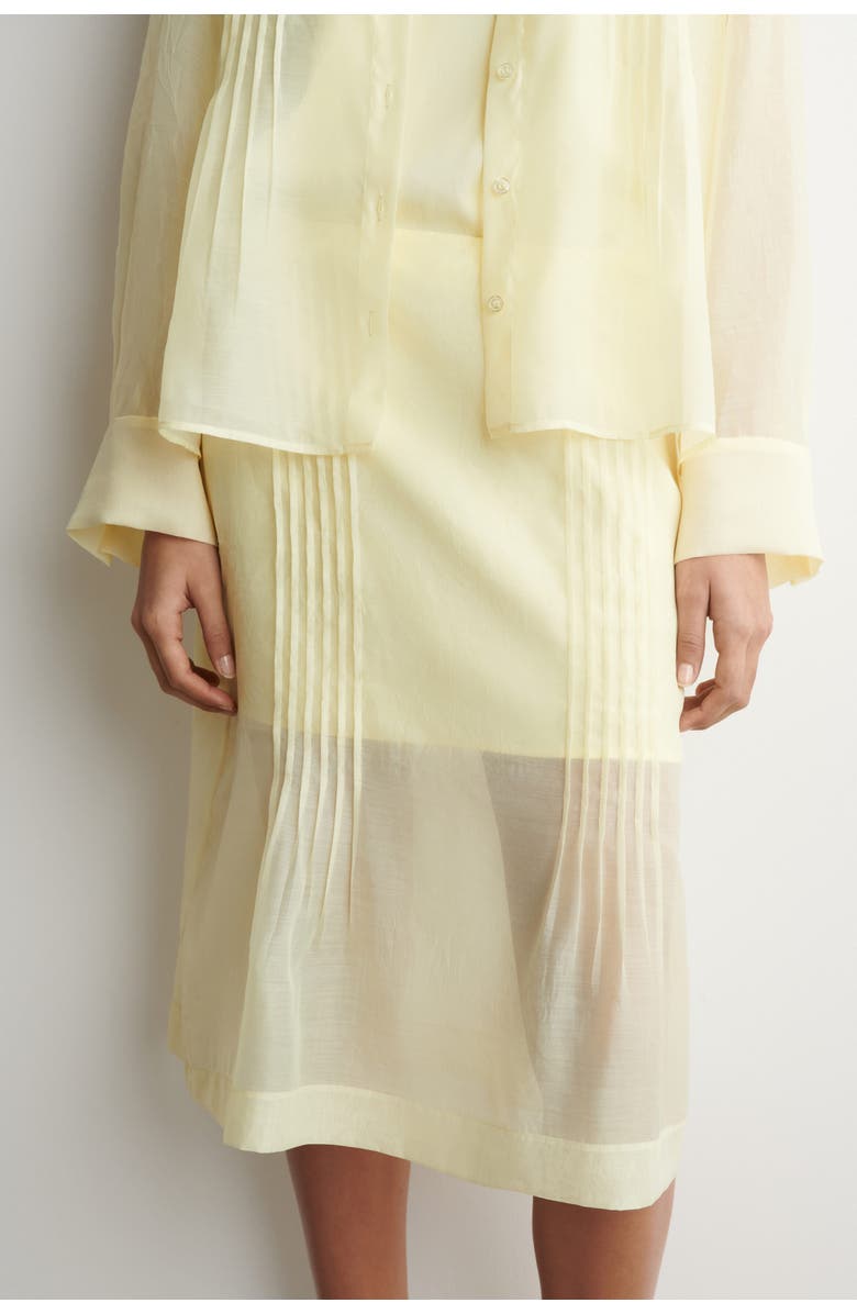 COS Sheer Pintucked Skirt, Alternate, color, Yellow