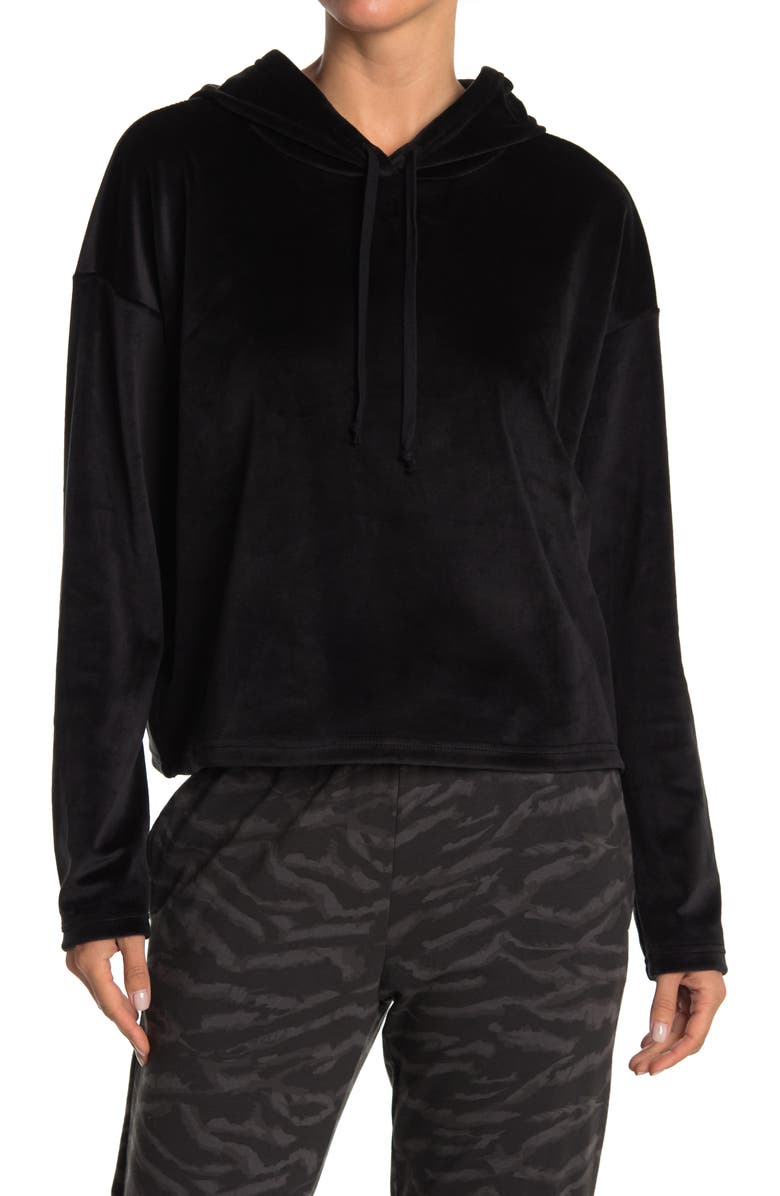 Z by Zella Velour Pullover Crop Hoodie, Main, color, 