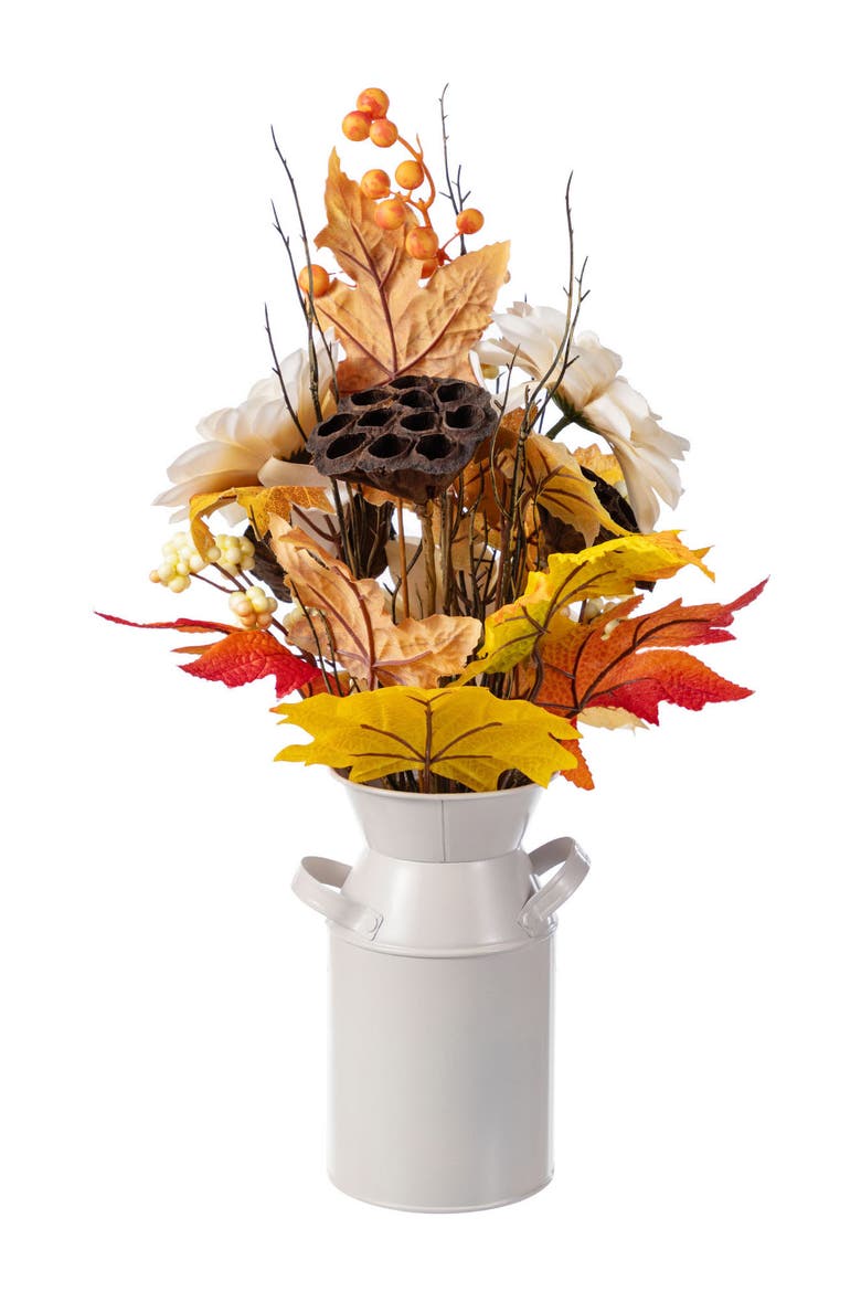 22"H Fall Dahlia Lotus Pod and Berry Centerpiece, Alternate, color, Orange