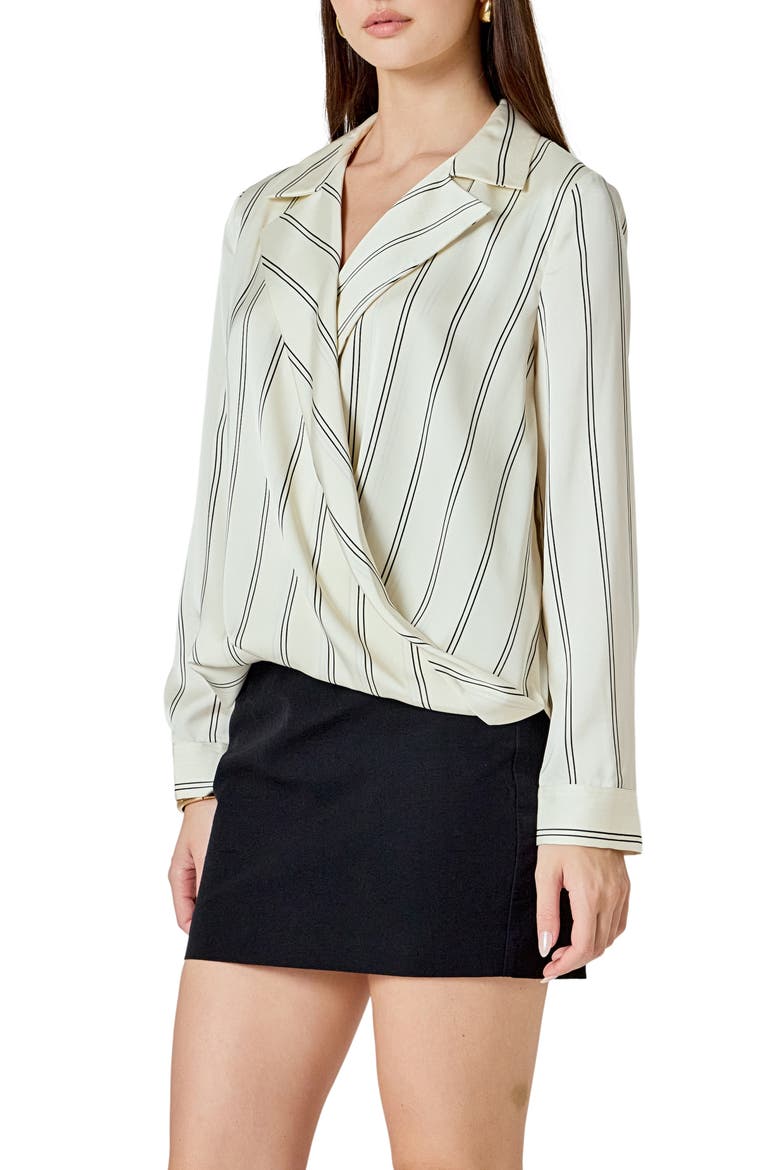 Stripe Wrap Front Top, Alternate, color, IVORY STRIPES