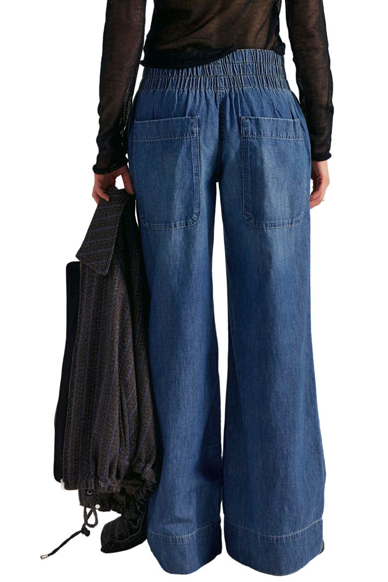 We The Free Breezy Pull-On Wide Leg Jeans, Alternate, color, COBALT